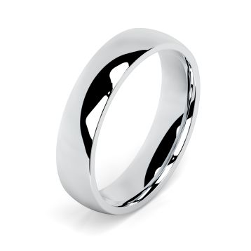 Side view of Platinum 5mm Cushion Wedding Ring