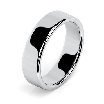 Side view of Platinum 6mm Rounded Flat Wedding Ring