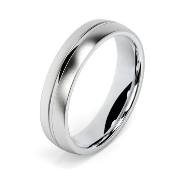Side view of Jannah 18ct White Gold 5mm Textured Court Wedding Ring