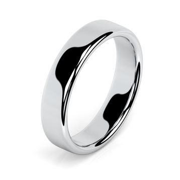 Side view of Platinum 5mm Rounded Flat Wedding Ring