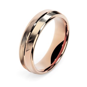 Side view of Wellesley 18ct Rose Gold 6mm Textured Court Wedding Ring