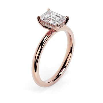 Charlotte Hidden Halo 18ct Rose Gold Engagement Ring Emerald