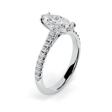Florence Scallop 18ct White Gold Engagement Ring Marquise