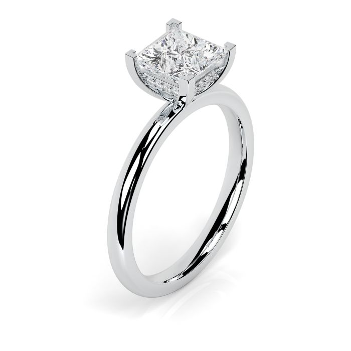 Charlotte Hidden Halo Platinum Engagement Ring Princess Cut