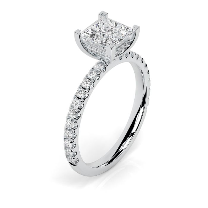 Charlotte Scallop 18ct White Gold Engagement Ring Princess Cut