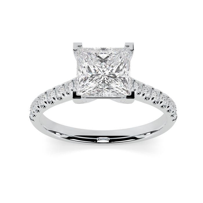 Kiera Scallop 18ct White Gold Engagement Ring Princess