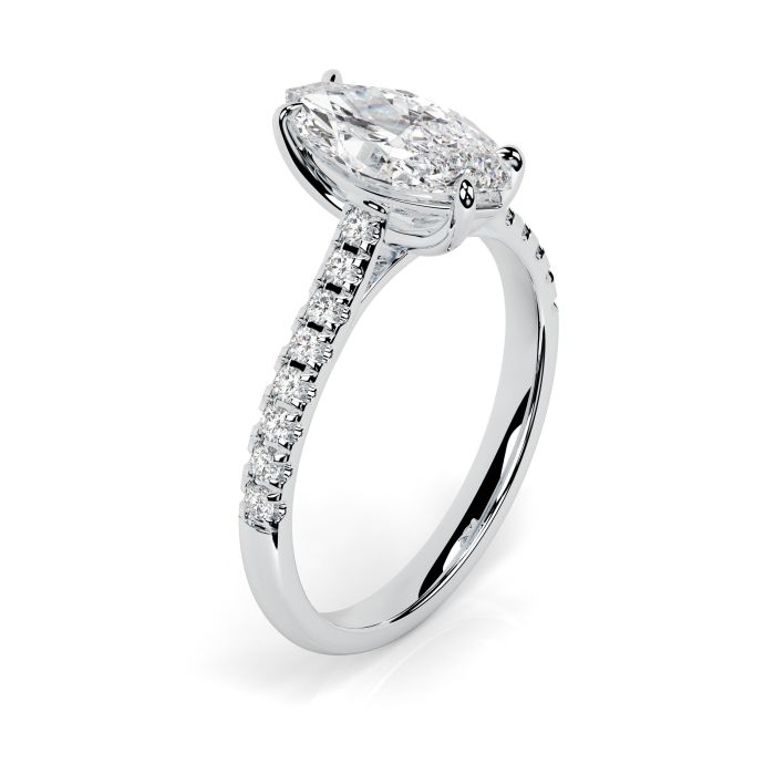 Kiera Scallop 18ct White Gold Engagement Ring Marquise