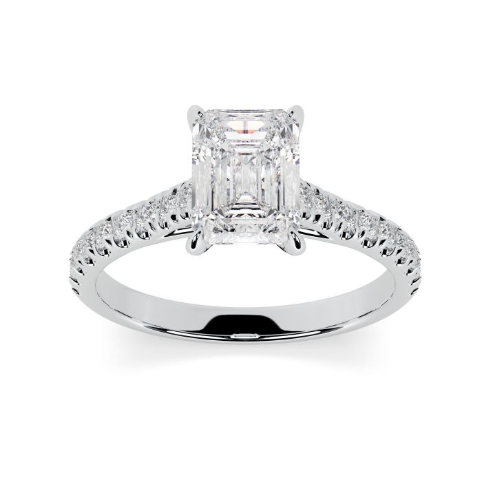 Florence Scallop 18ct White Gold Engagement Ring Emerald