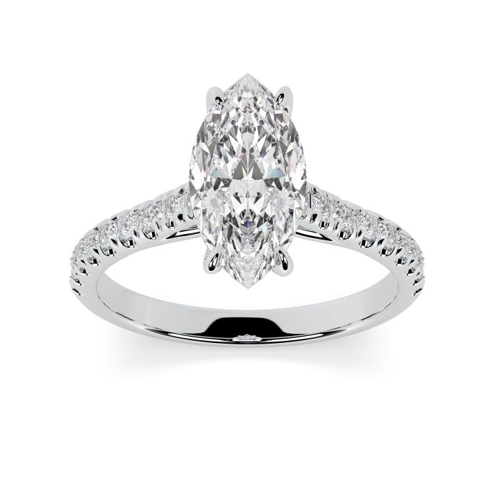 Florence Scallop Platinum Engagement Ring Marquise