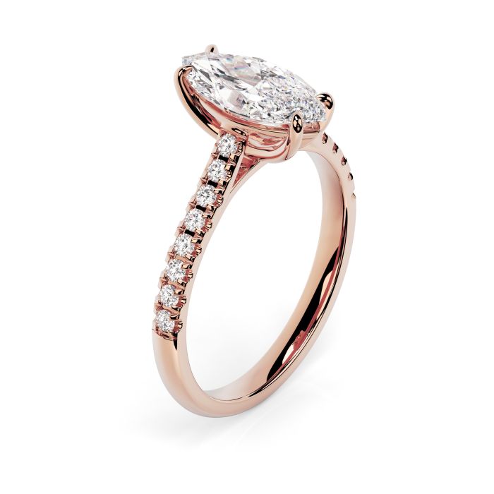 Kiera Scallop 18ct Rose Gold Engagement Ring Marquise