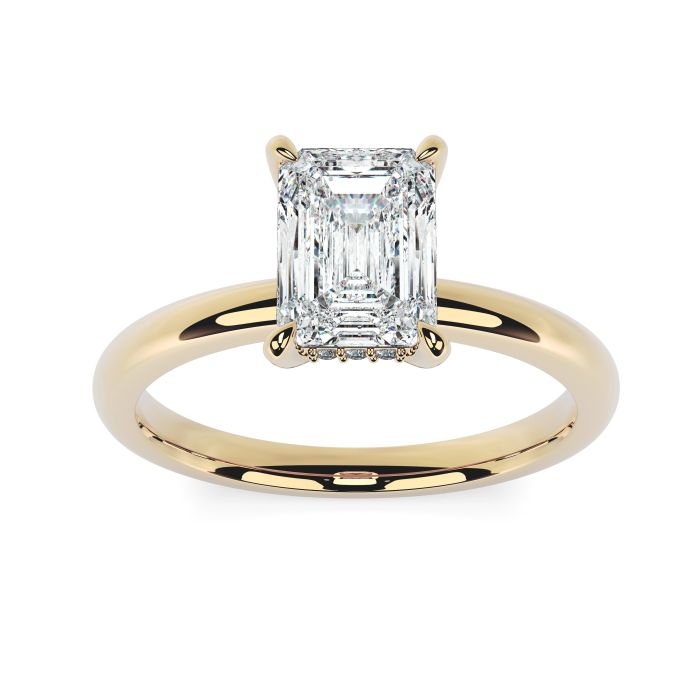 Charlotte Hidden Halo 18ct Yellow Gold Engagement Ring Emerald