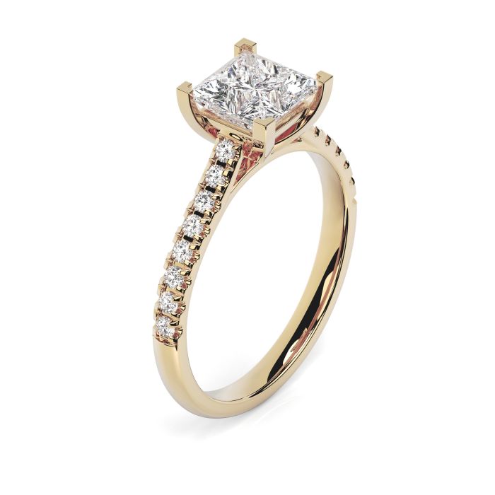 Kiera Scallop 18ct Yellow Gold Engagement Ring Princess