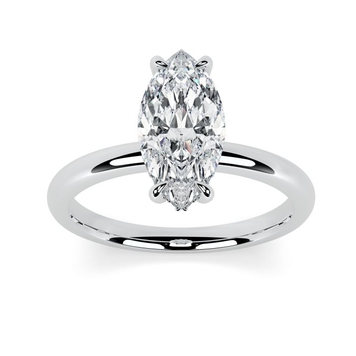 Charlotte Hidden Halo Platinum Engagement Ring Marquise