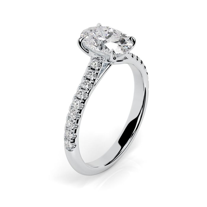 Florence Scallop 18ct White Gold Engagement Ring Oval
