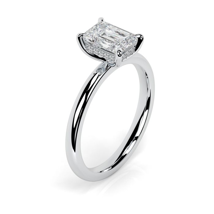 Charlotte Hidden Halo Platinum Engagement Ring Emerald