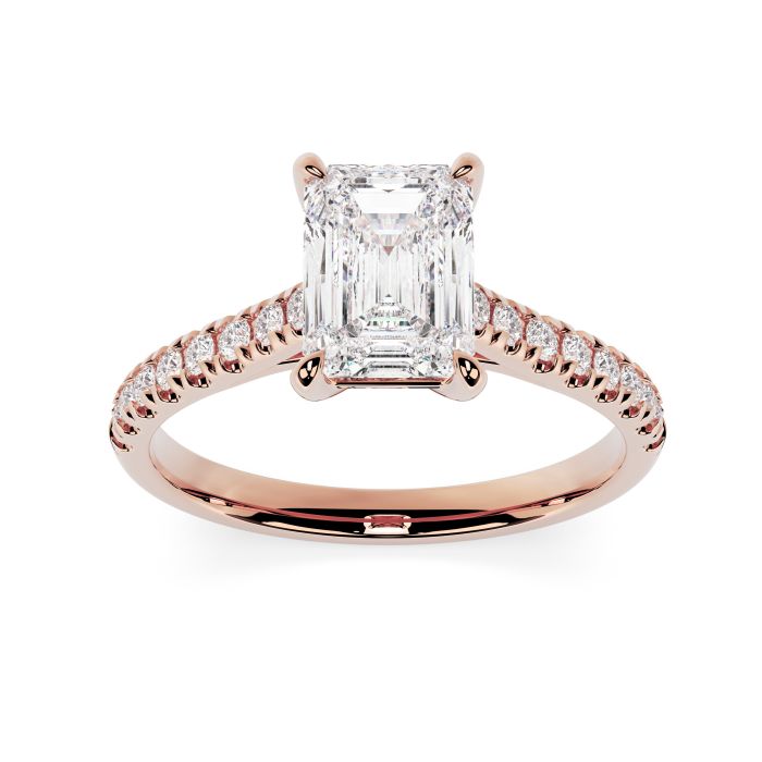 Kiera Scallop 18ct Rose Gold Engagement Ring Emerald