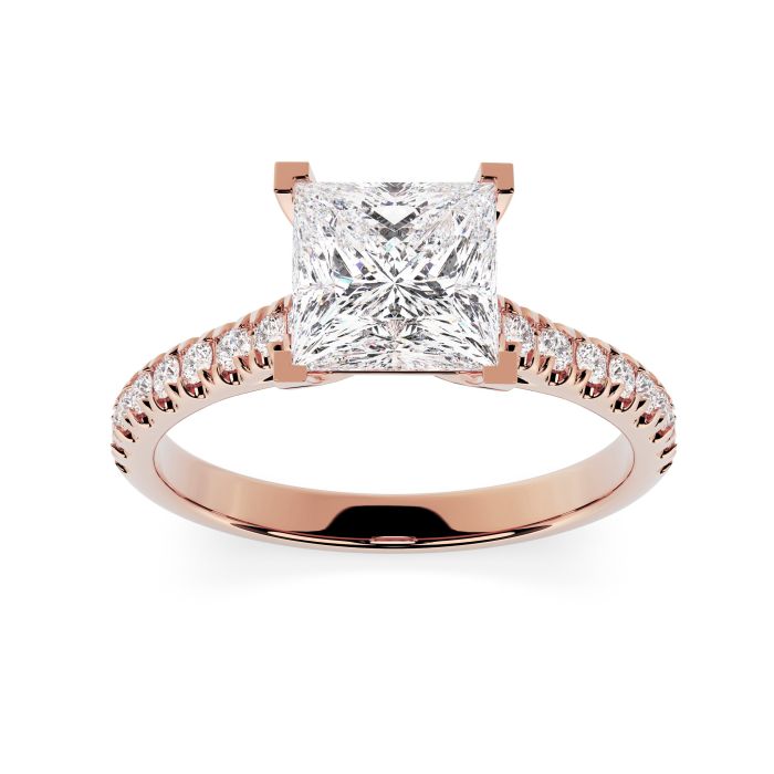 Florence Scallop 18ct Rose Gold Engagement Ring Princess