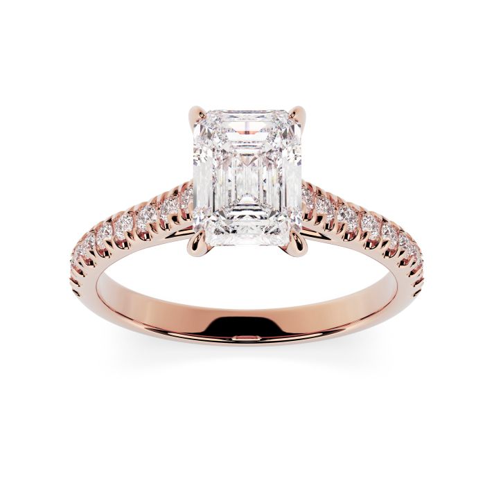 Florence Scallop 18ct Rose Gold Engagement Ring Emerald