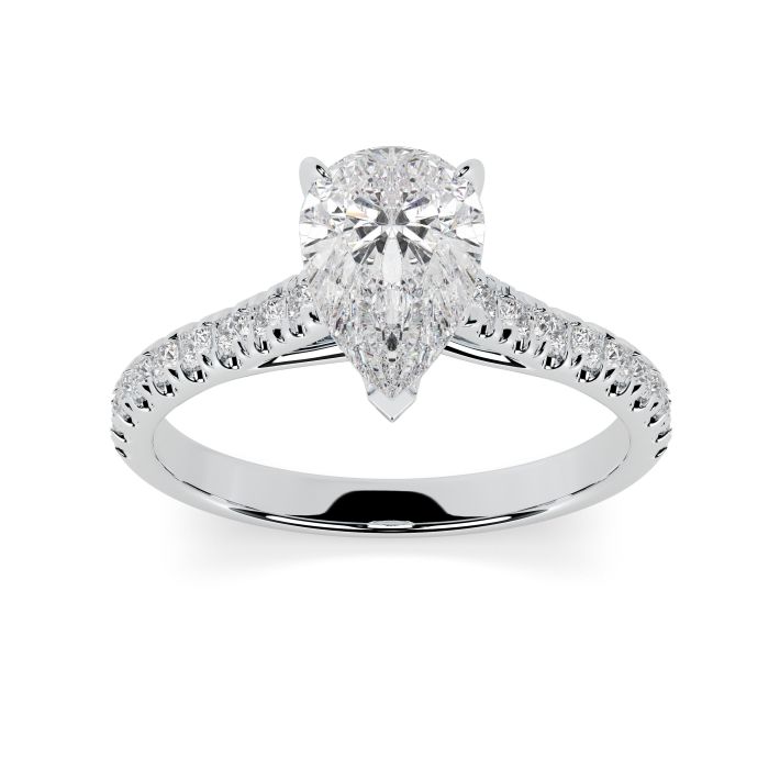 Florence Scallop Platinum Engagement Ring Pear