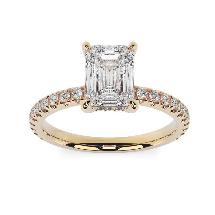 Charlotte Scallop 18ct Yellow Gold Engagement Ring Emerald