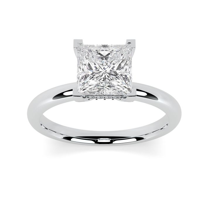 Charlotte Hidden Halo Platinum Engagement Ring Princess Cut