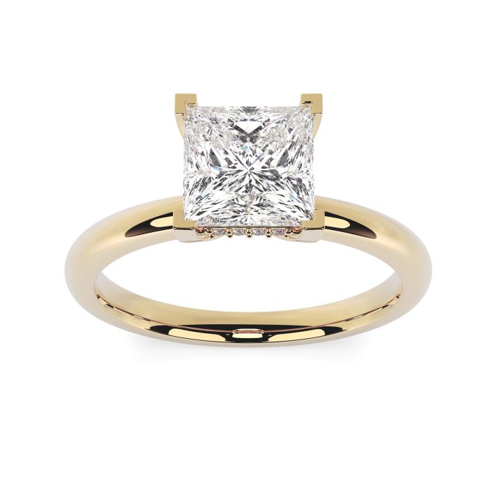 Charlotte Hidden Halo 18ct Yellow Gold Engagement Ring Princess Cut