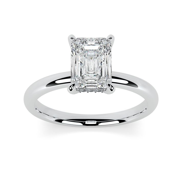 Charlotte Hidden Halo Platinum Engagement Ring Emerald