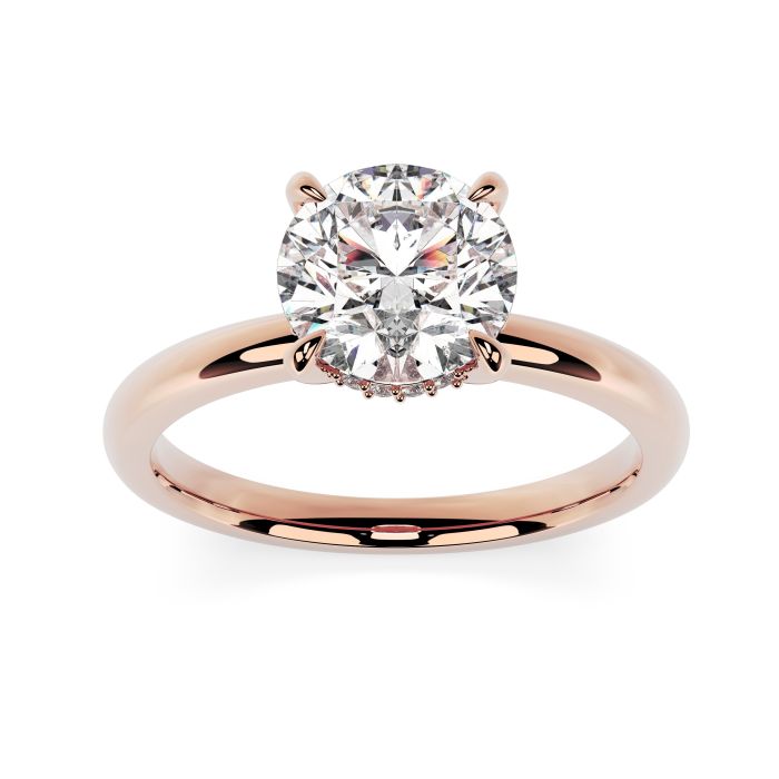 Charlotte Hidden Halo 18ct Rose Gold Engagement Ring Round