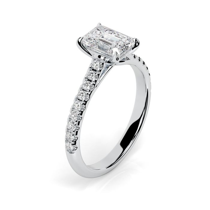 Florence Scallop 18ct White Gold Engagement Ring Emerald
