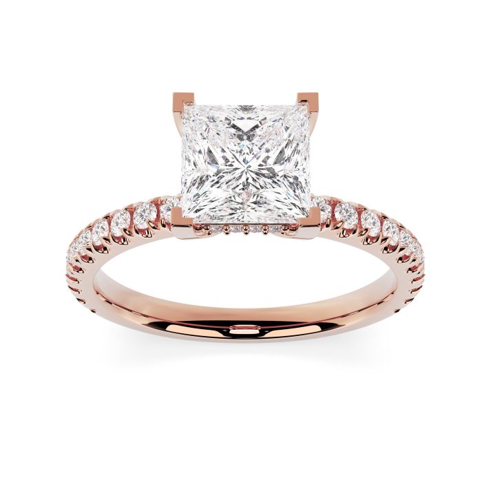 Charlotte Scallop 18ct Rose Gold Engagement Ring Princess Cut