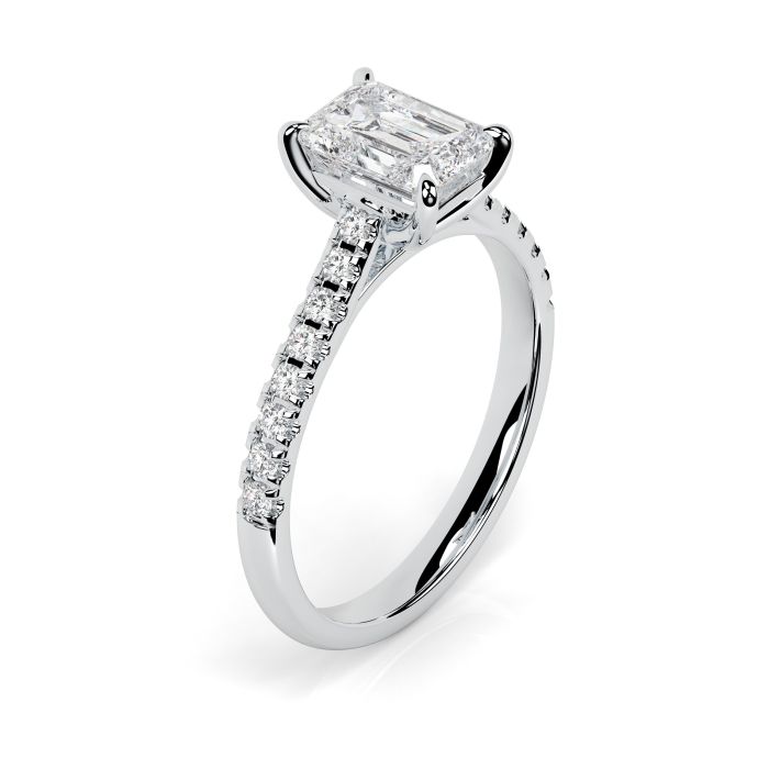 Kiera Scallop 18ct White Gold Engagement Ring Emerald