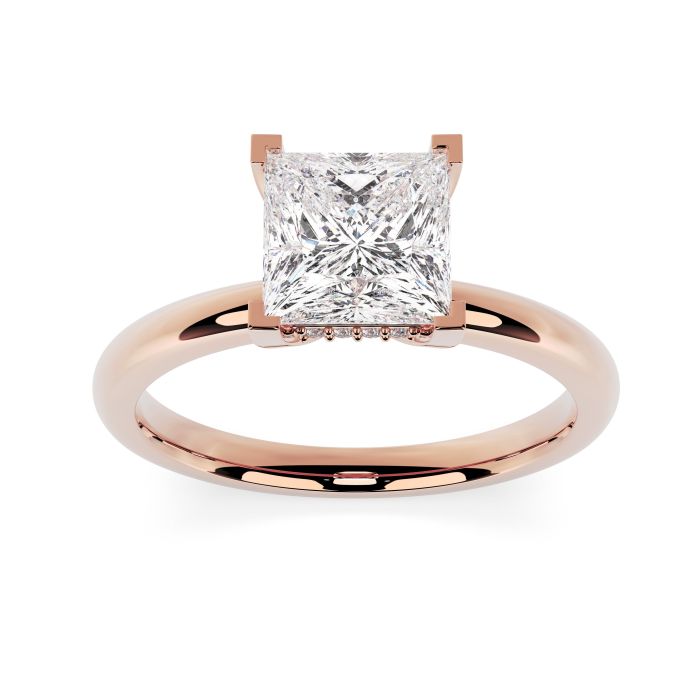 Charlotte Hidden Halo 18ct Rose Gold Engagement Ring Princess Cut