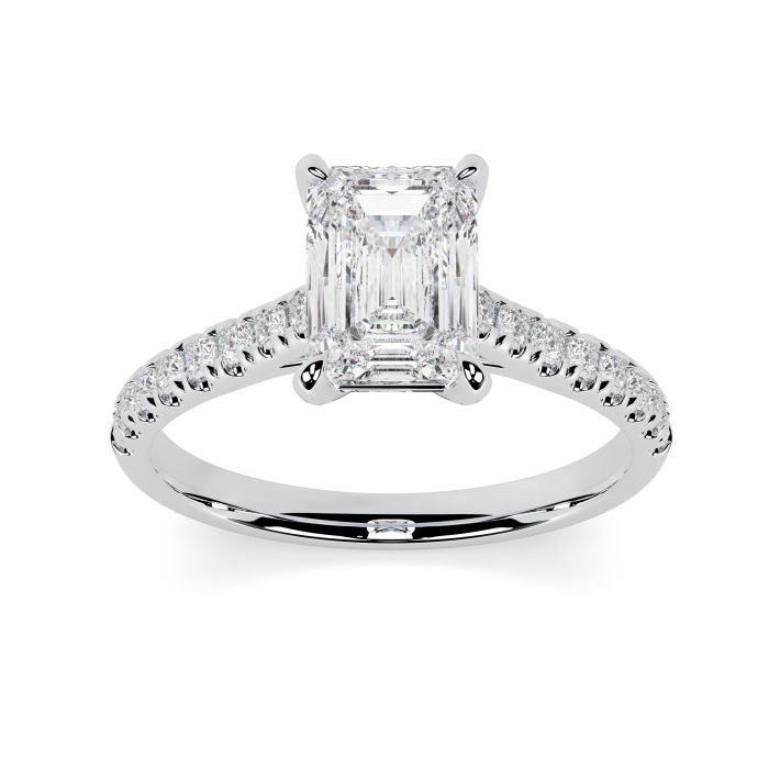 Kiera Scallop 18ct White Gold Engagement Ring Emerald