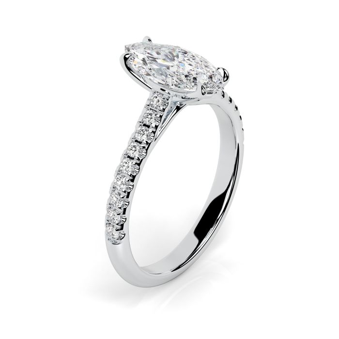 Florence Scallop Platinum Engagement Ring Marquise