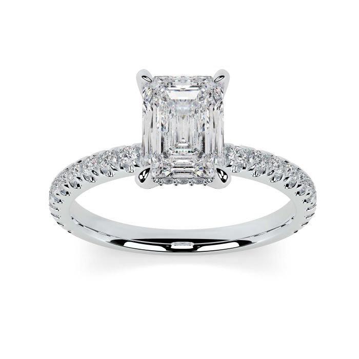 Charlotte Scallop Platinum Engagement Ring Emerald