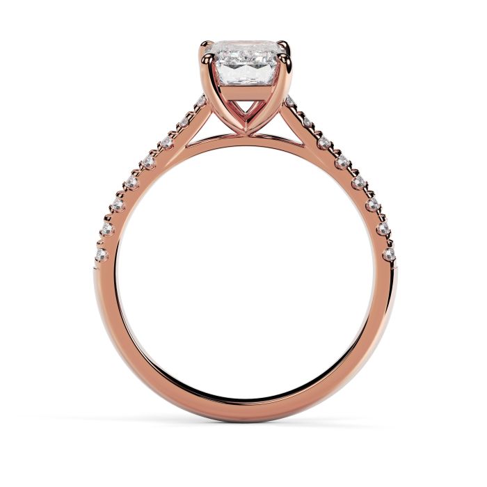 Kiera Scallop 18ct Rose Gold Engagement Ring Emerald
