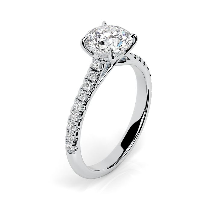 Florence Scallop 18ct White Gold Engagement Ring Round