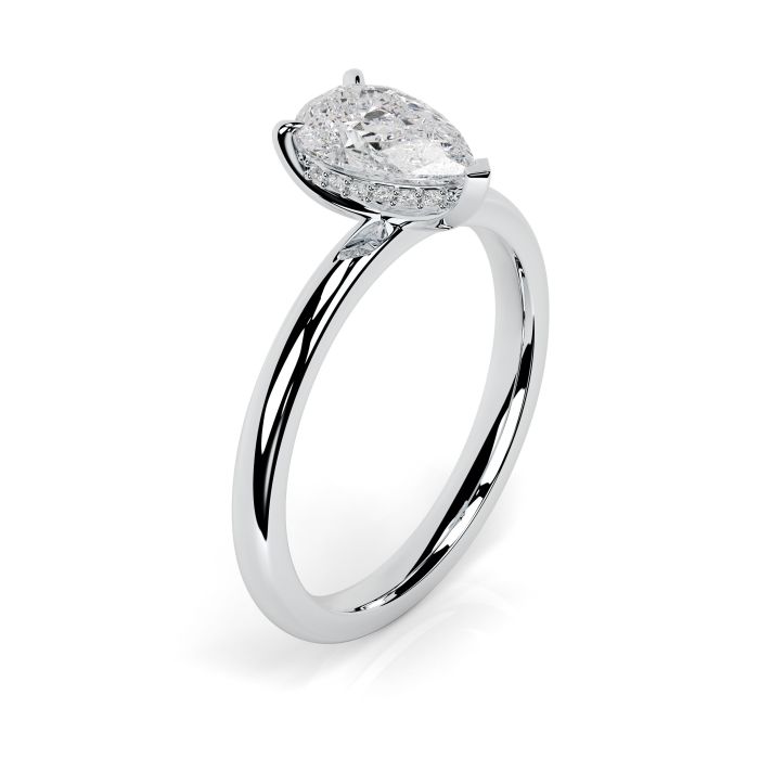 Charlotte Hidden Halo 18ct White Gold Engagement Ring Pear