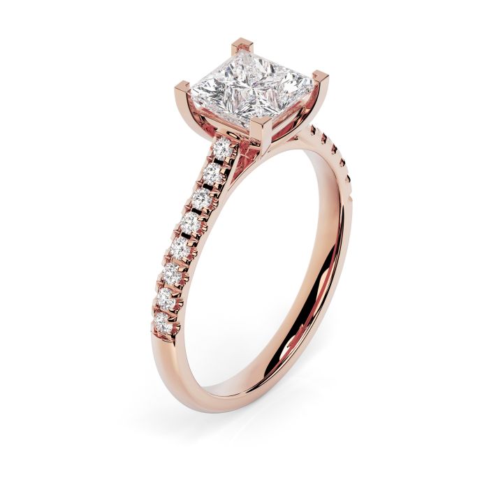 Kiera Scallop 18ct Rose Gold Engagement Ring Princess
