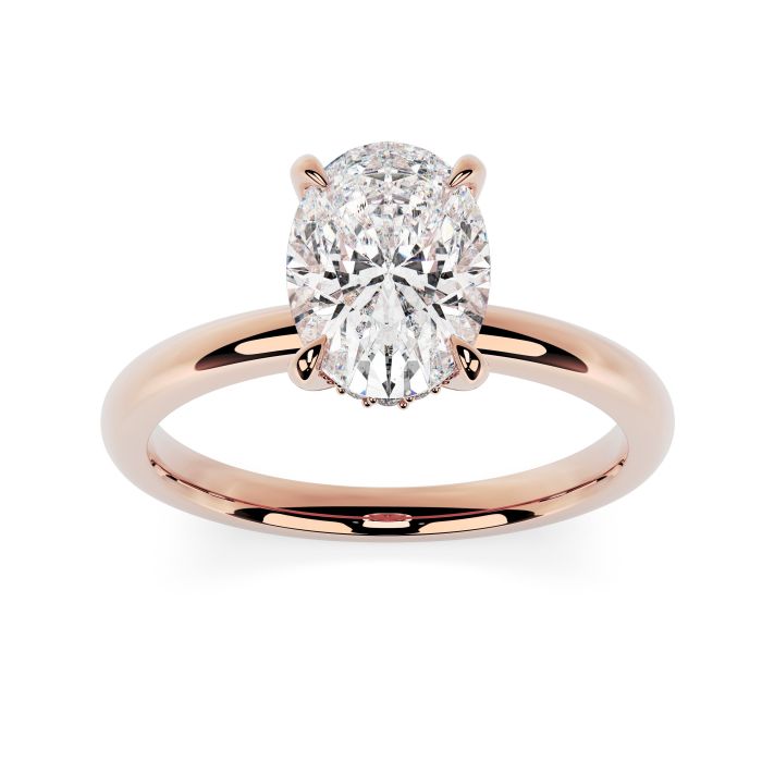 Charlotte Hidden Halo 18ct Rose Gold Engagement Ring Oval