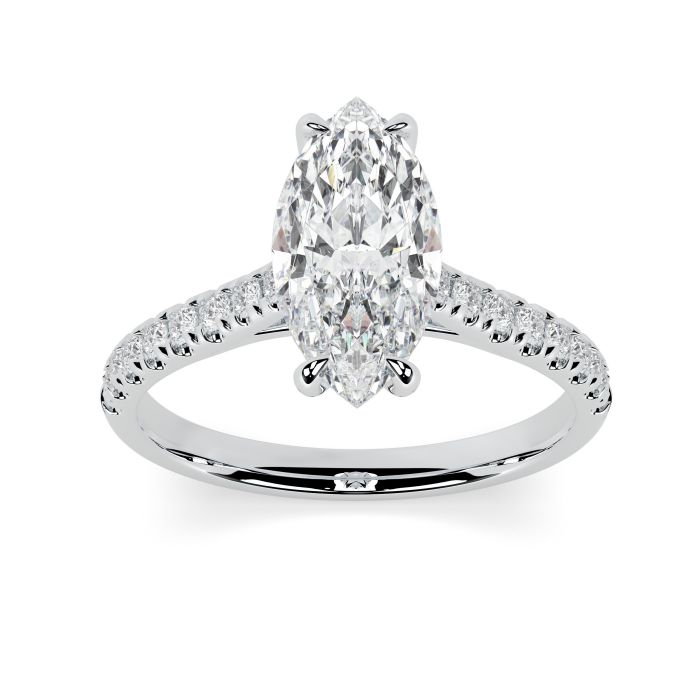 Kiera Scallop 18ct White Gold Engagement Ring Marquise