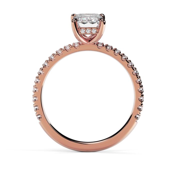 Charlotte Scallop 18ct Rose Gold Engagement Ring Emerald