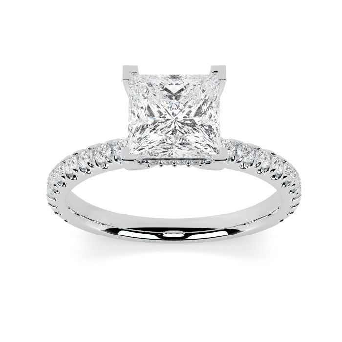 Charlotte Scallop 18ct White Gold Engagement Ring Princess Cut