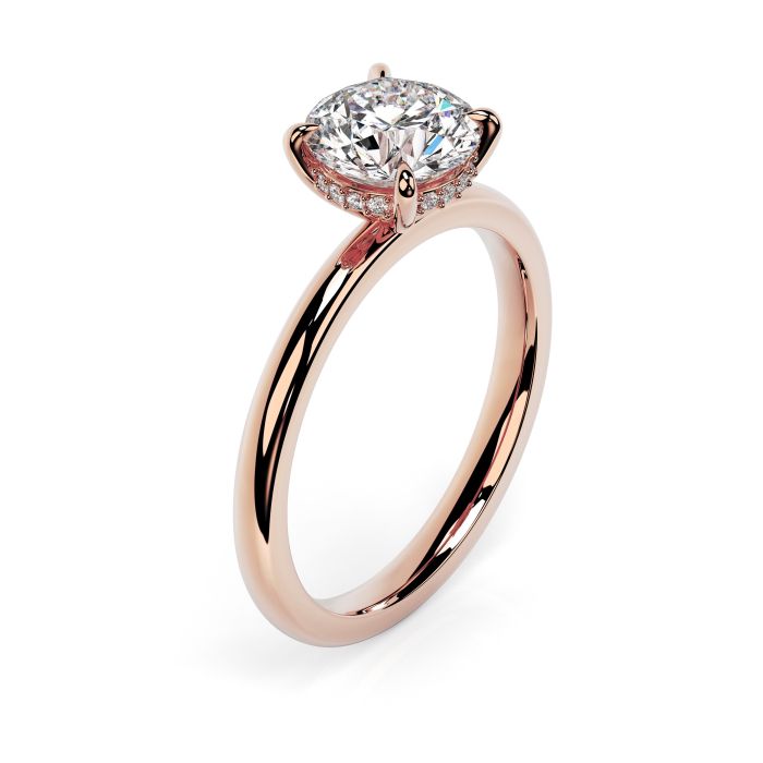 Charlotte Hidden Halo 18ct Rose Gold Engagement Ring Round