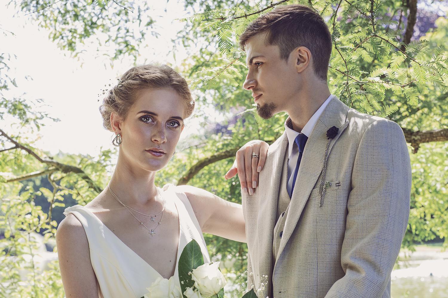 Wedding Photography. Image shows a bride and groom on their wedding day.